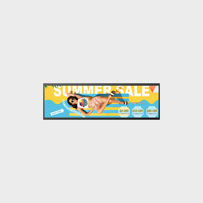 Layar Iklan LCD Tipe Bar 29 inci Dengan Resolusi 1920*360 Mendukung Pemasangan di Dinding