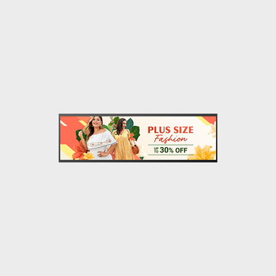Iklan LCD Tampilan Tipe Bar 37 inci Dengan Desain Ramping Cangkang Logam Penuh